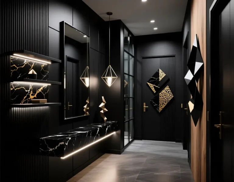 Black Entryway Wall