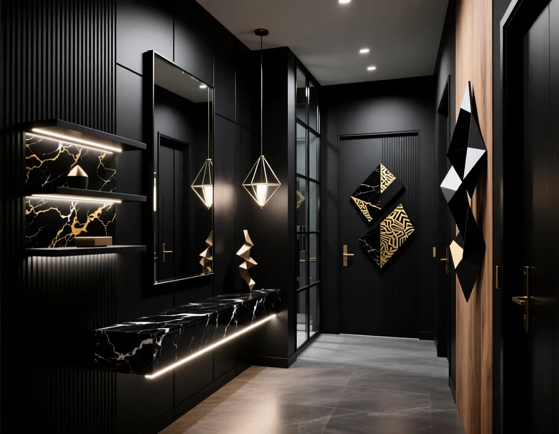 Black Entryway Wall