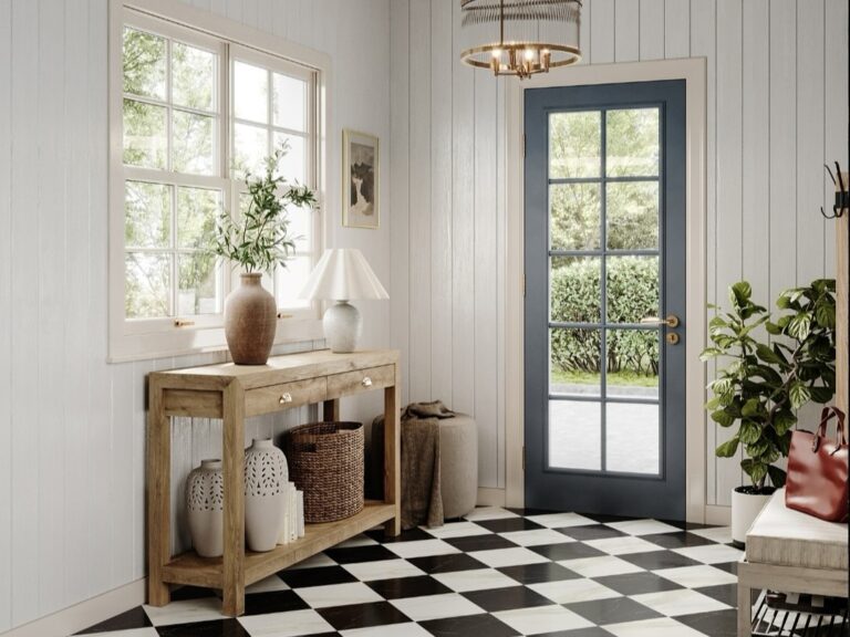 Black and White Tiled Entryway