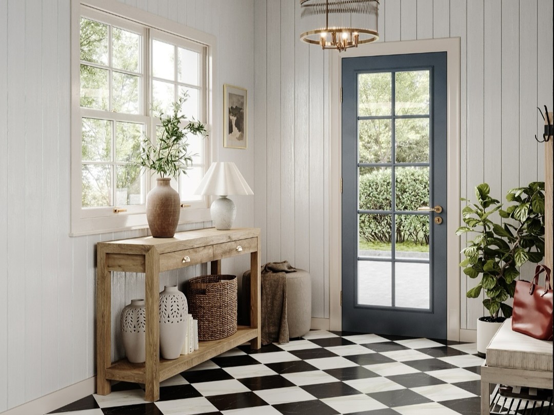Black and White Tiled Entryway